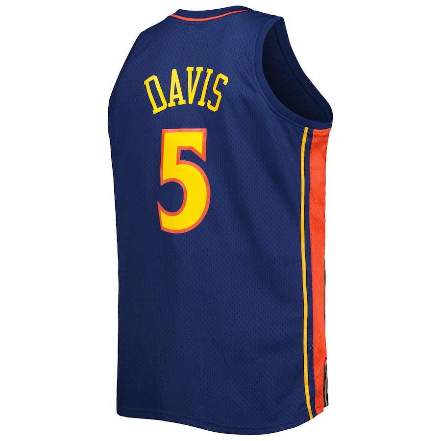 G.State Warriors #5 Baron Davis Mitchell & Ness Big & Tall Hardwood Classics 2006-07 Swingman Jersey Navy Stitched American Basketball Jersey