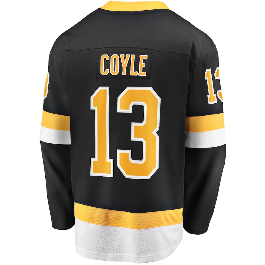 B.Bruins #13 Charlie Coyle Fanatics Branded Alternate Premier Breakaway Player Jersey Black Stitched American Hockey Jerseys