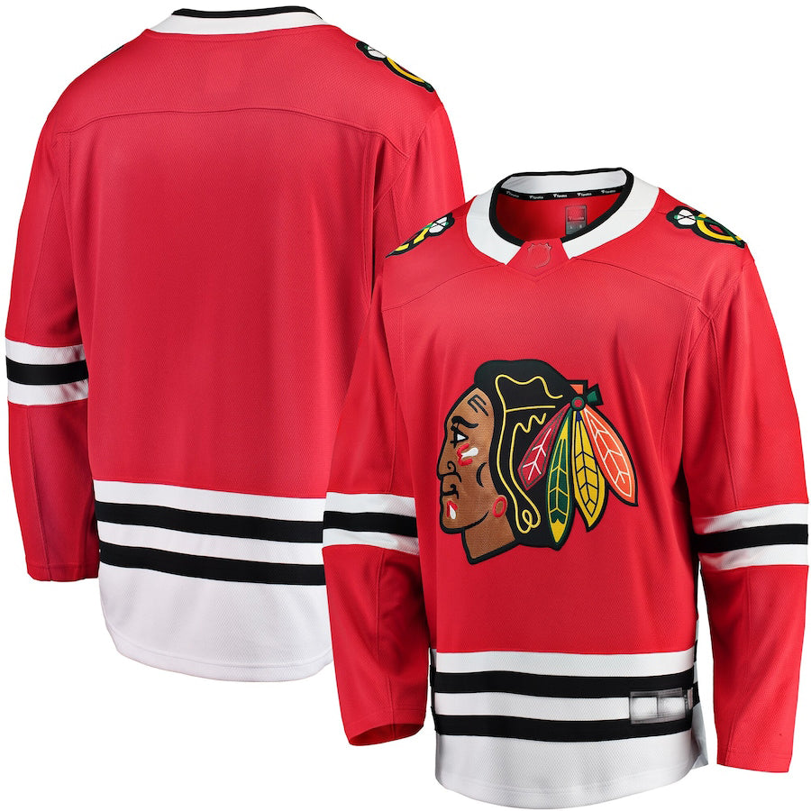 C.Blackhawks Fanatics Branded Breakaway Home Jersey Red Stitched American Hockey Jerseys