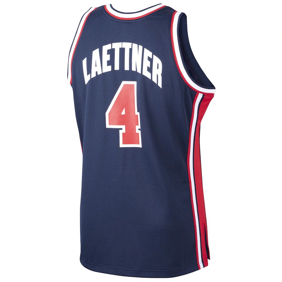 M.Timberwolves #4 Christian Laettner Basketball Mitchell & Ness Home 1992 Dream Team Authentic Jersey Navy Stitched American Basketball Jersey