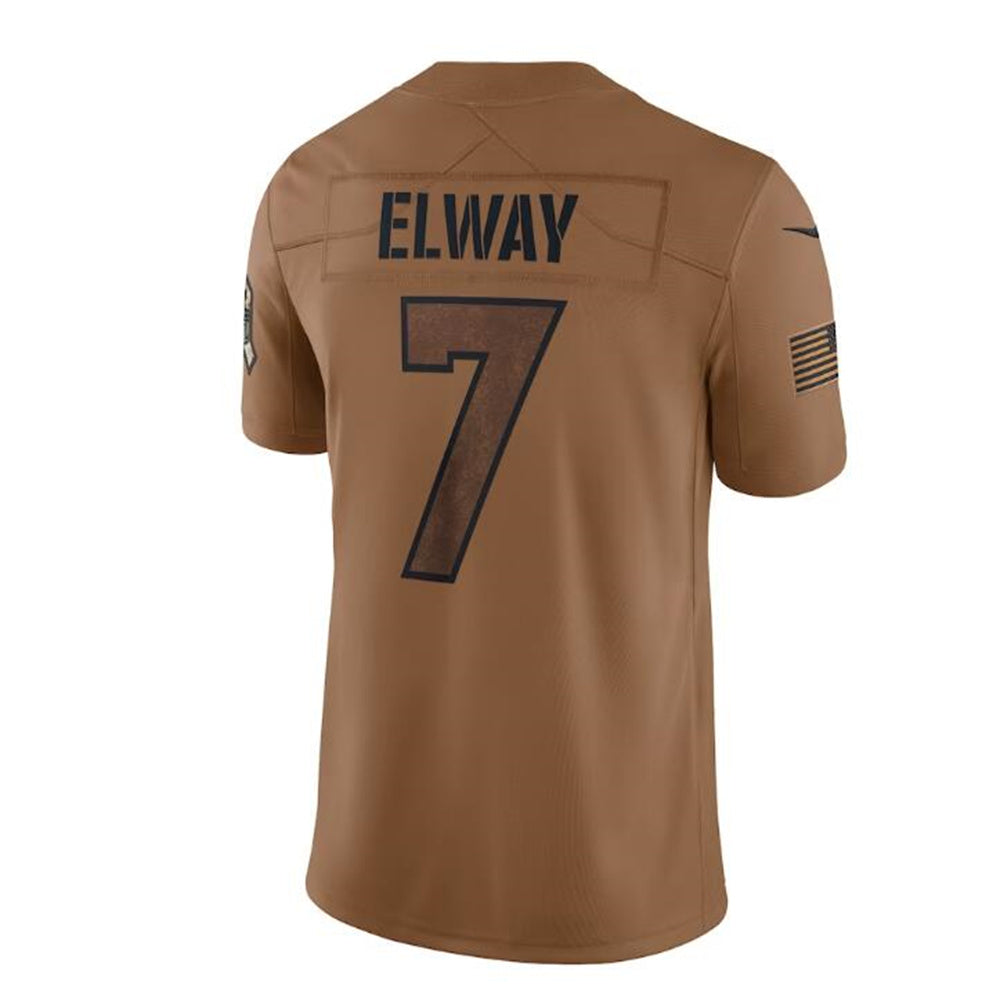 D.Broncos #7 John Elway Brown 2023 Salute To Service Retired Player Limited Jersey Stitched American Football Jerseys