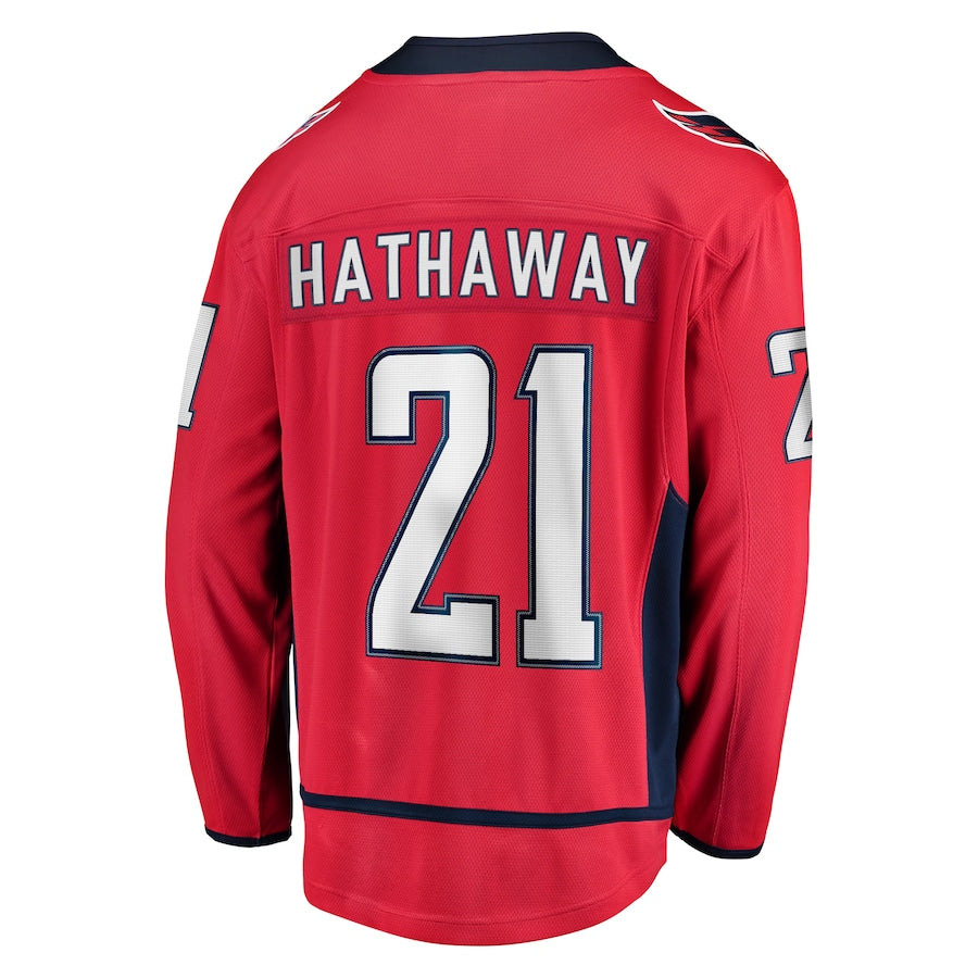 W.Capitals #21 Garnet Hathaway Fanatics Branded Replica Player Jersey Red Stitched American Hockey Jerseys