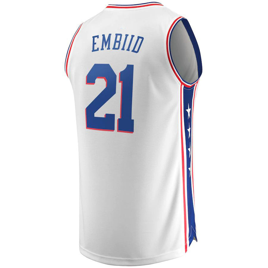 PH.76ers #21 Joel Embiid Fanatics Branded Fast Break Replica Jersey Association Edition White Stitched American Basketball Jersey