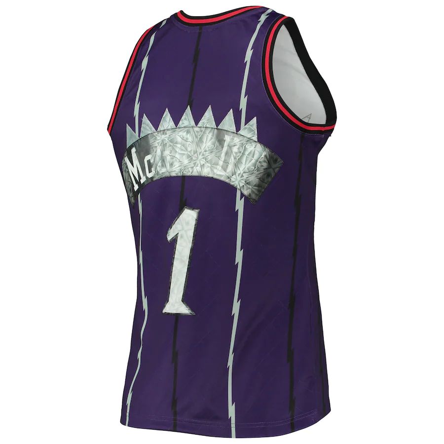 T.Raptors #1 Tracy McGrady Mitchell & Ness 1996-97 Hardwood Classics 75th Anniversary Diamond Swingman Jersey Purple Stitched American Basketball Jersey
