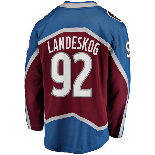 C.Avalanche #92 Gabriel Landeskog Fanatics Branded Breakaway Player Jersey  Burgundy Stitched American Hockey Jerseys