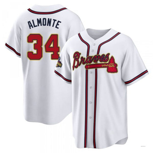 Atlanta Braves #34 Abkakem Almonte Gold White 2022 Program Jersey Stitches Baseball Jerseys