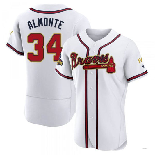 Atlanta Braves #34 Abkakem Almonte Gold White 2022 Program Jersey Stitches Baseball Jerseys