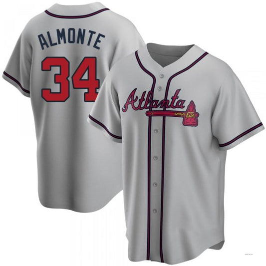Atlanta Braves #34 Abkakem Almonte Gray Road Jersey Stitches Baseball Jerseys