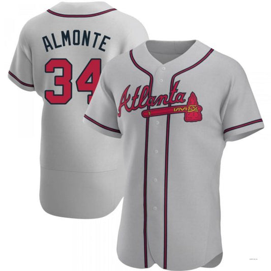 Atlanta Braves #34 Abkakem Almonte Gray Road Jersey Stitches Baseball Jerseys