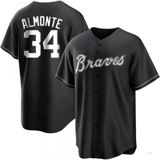 Atlanta Braves #34 Abkakem Almonte White Black/ Jersey Stitches Baseball Jerseys