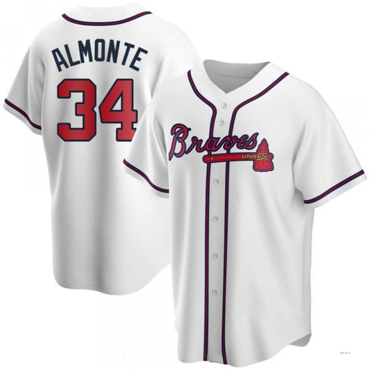 Atlanta Braves #34 Abkakem Almonte  White Home Jersey Stitches Baseball Jerseys