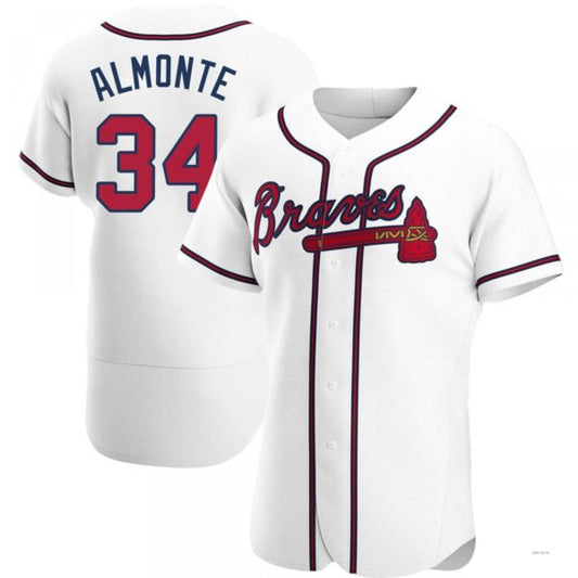 Atlanta Braves #34 Abkakem Almonte White Home Jersey Stitches Baseball Jerseys